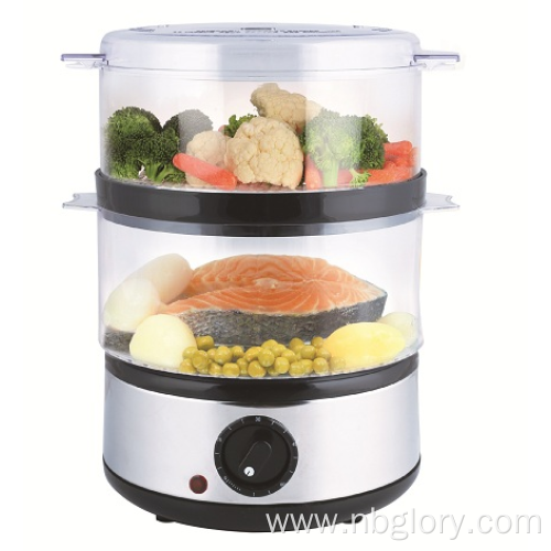 Food Steamer, Fast Simultaneous Cooking, Stackable Baskets for Vegetables or Meats, Rice/Grains Tray, Auto Shutoff